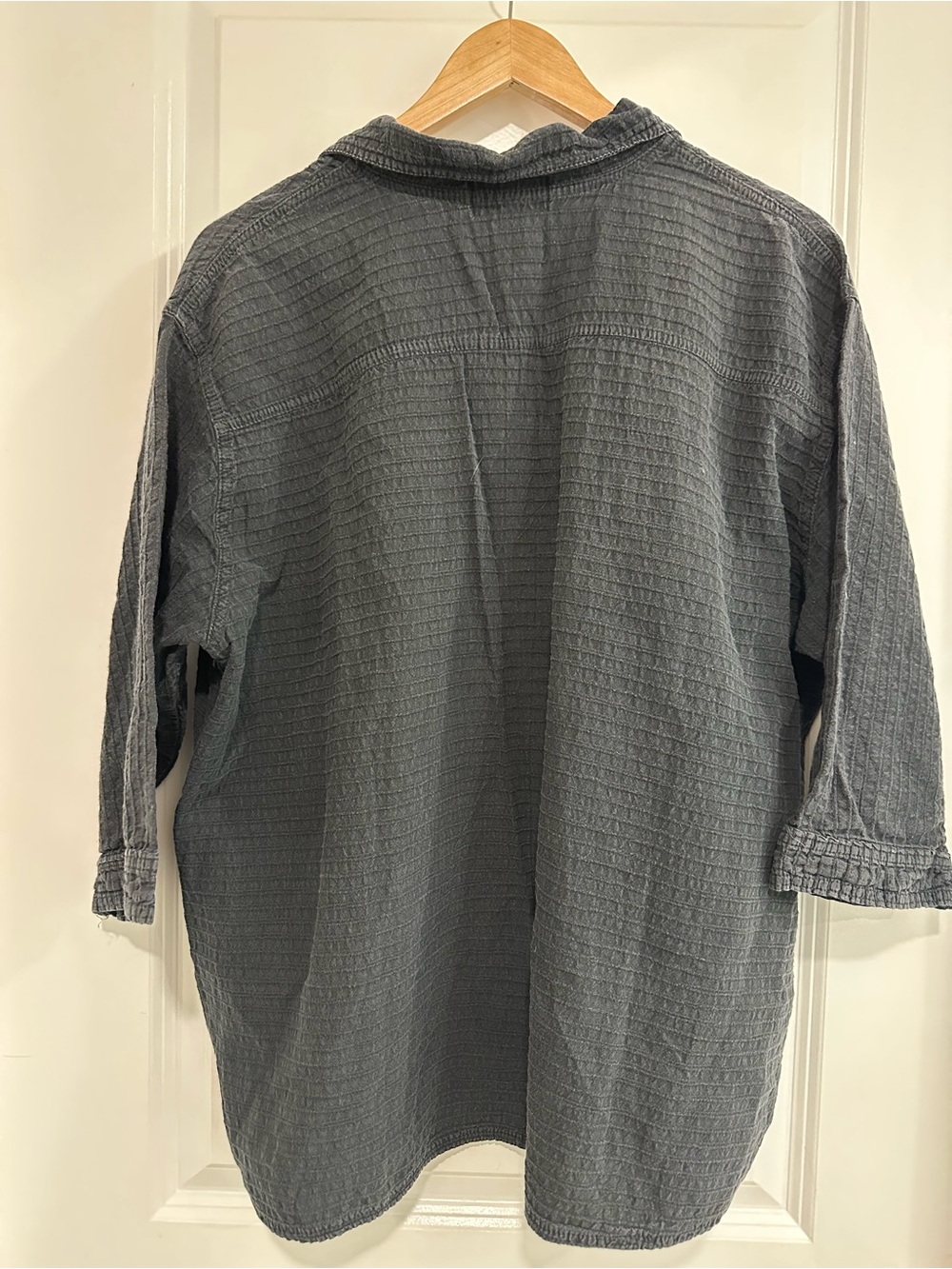 Vintage Retro 100% Cotton Gauze Washed Black Oversized Button Down Shirt Size XL - Picture 2 of 6